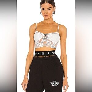 Boys Lie NWOT White Lace Crop Lace Bustier Camisole Size Medium